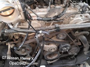 Excellent Image of front of motor after removal of radiator, shroud, and cooling fan.